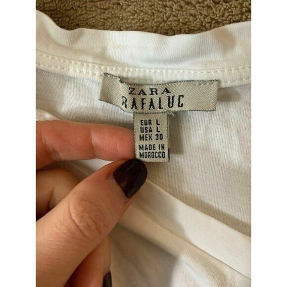 Zara Womens Blue White Striped Crew Neck Tank Top Cotton Large - Picture 5 of 7